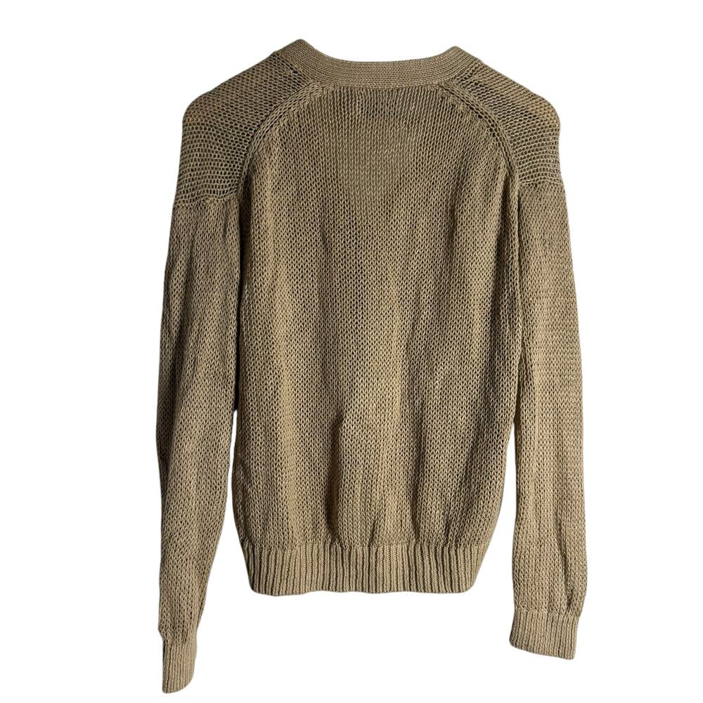 Polo Ralph Lauren Tan Beige Linen Knit Button Front Cardigan Sweater Size Small - Picture 12 of 14